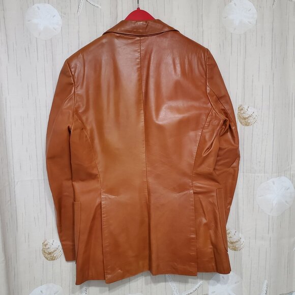 VINTAGE MEN'S LEATHER DRESS COAT...1980 PURCHASE...TOP QUALITY...MADE IN URAGUAY - Picture 2 of 2